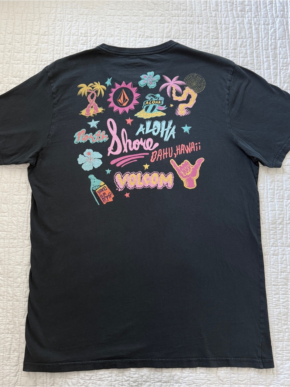 Volcom x Panceaseed Foundation Black Short-Sleeve Tee with Tropical Graphics